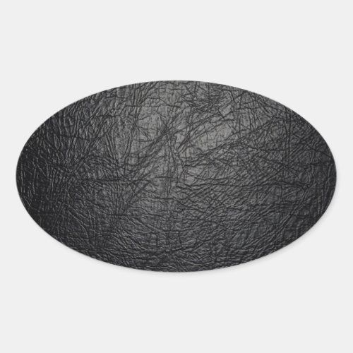Faux Black Leather Texture Oval Sticker