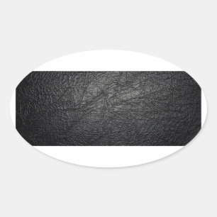 Faux Black Leather Texture Oval Sticker
