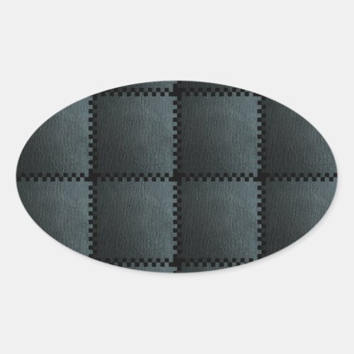 Faux Black Leather Texture Oval Sticker