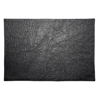 Faux Black Leather Texture Placemat by FlowstoneGraphics at Zazzle