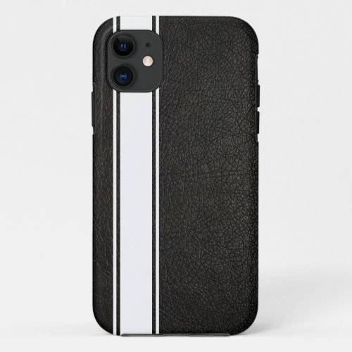 Faux Black Leather  White Stripe iPhone 5s Case