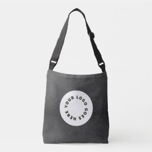 Faux Black Leather With Logo Crossbody Bag