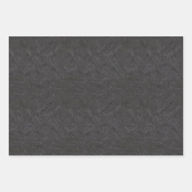 Faux Black Leather Wrapping Paper Sheets (Front)