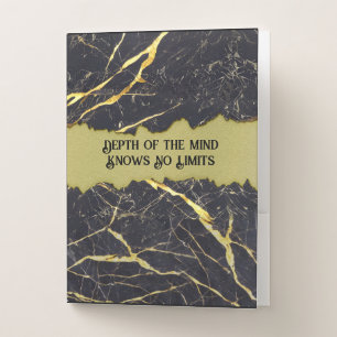 Faux Black Marble Faux Gold Swirls Customizable Pocket Folder