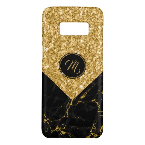 Faux Black Marble  Gold Glitter Modern Design Case_Mate Samsung Galaxy S8 Case