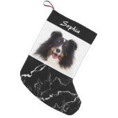 Faux Black Marble Look Custom Pet Photo Template Small Christmas Stocking (Front (Hanging))