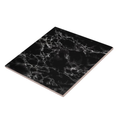 Faux Black Marble Stone Ceramic Tile