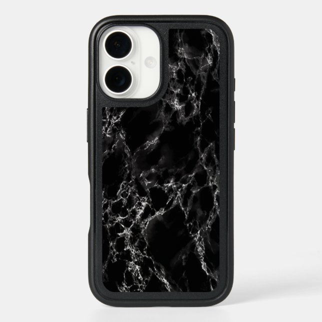 Faux Black Marble Stone iPhone Case (Back)