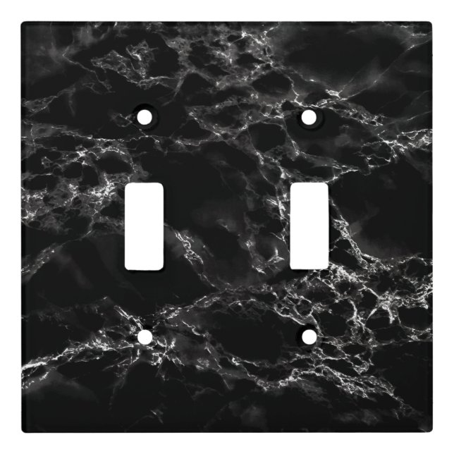 Faux Black Marble Stone Light Switch Cover (Front)