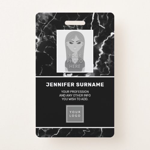 Faux Black Marble Texture Look  Custom Details Badge