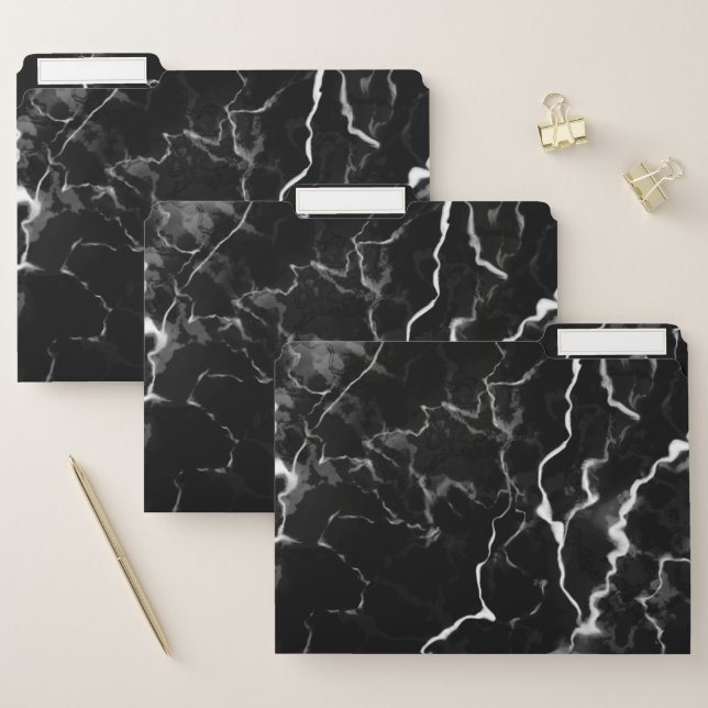 Faux Black Marble Texture Look File Folder (Set)
