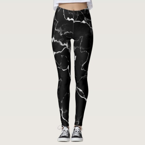 Faux Black Marble Texture Look Leggings