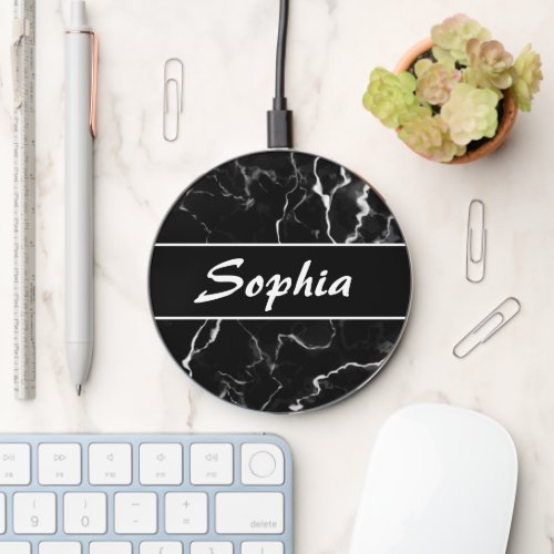Faux Black Marble Texture Look Not Real Marble Wireless Charger