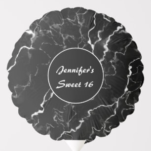 Faux Black Marble Texture Look Sweet 16 Birthday Balloon