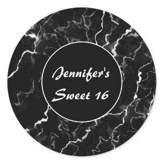 Faux Black Marble Texture Look Sweet 16 Birthday Classic Round Sticker
