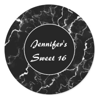 Faux Black Marble Texture Look Sweet 16 Birthday Classic Round Sticker