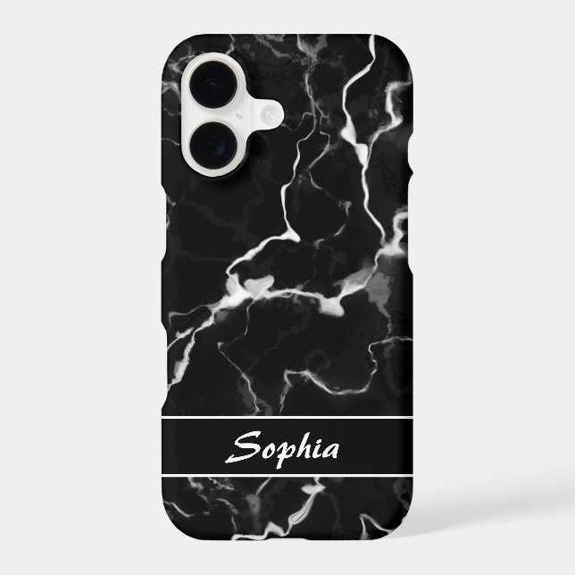 Faux Black Marble Texture Look With Custom Name Case-Mate iPhone Case (Back)