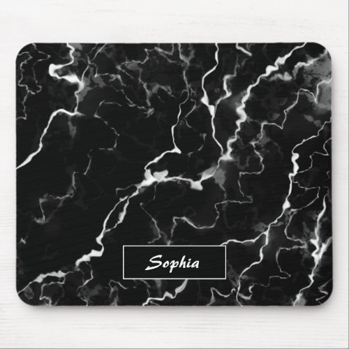 Faux Black Marble Texture Look With Custom Name Mouse Pad
