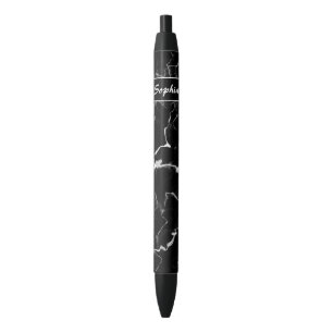 Faux Black Marble Texture Look With Custom Name Pen