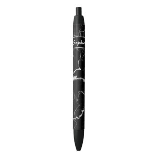 Faux Black Marble Texture Look With Custom Name Pen