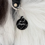 Faux Black Marble Texture Look With Custom Name Pet ID Tag<br><div class="desc">Stylish faux black marble look-like texture.  There are also a personalizable text areas for a name on the front and for a phone number on the back. NOTICE: THE DESIGN IS A DIGITAL IMAGE AND IT WILL BE PRINTED ON THE PRODUCT.</div>