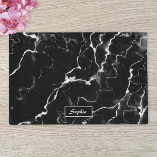 Faux Black Marble Texture Look With Custom Name Placemat