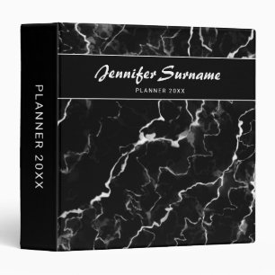 Faux Black Marble Texture Look With Custom Text 3 Ring Binder