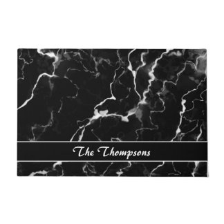 Faux Black Marble Texture Look With Custom Text Doormat