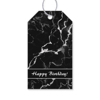 Faux Black Marble Texture Look With Custom Text Gift Tags
