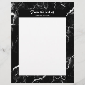 Faux Black Marble Texture Look With Custom Text Letterhead