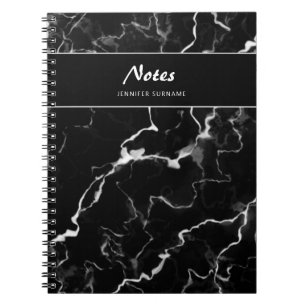 Faux Black Marble Texture Look With Custom Text Notebook