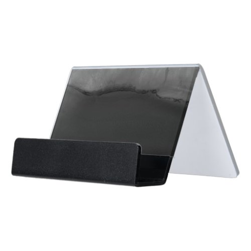 Faux Black Marbled Agate Elegant Silver Glitter Desk Business Card Holder