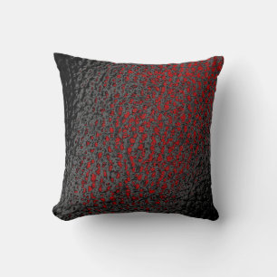 Faux Black & Red Leather Design Throw Pillow