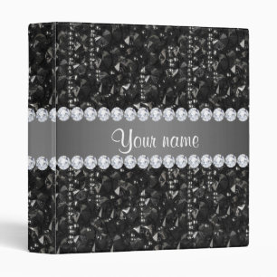 Faux Black Sequins and Diamonds Binder