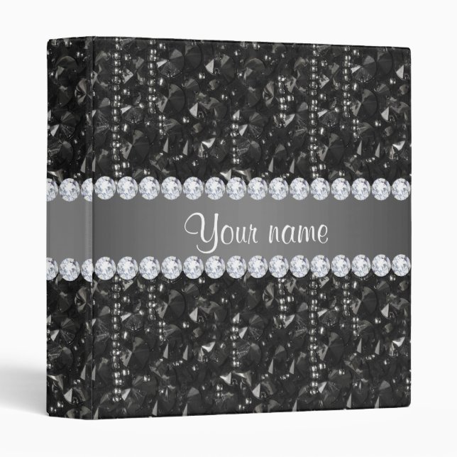 Faux Black Sequins and Diamonds Binder (Front/Spine)