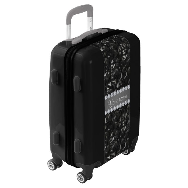 Faux Black Sequins and Diamonds Luggage (Rotated Left)