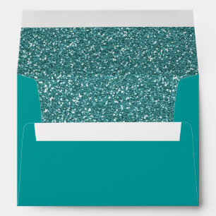 Faux Black Silver Glitter Confetti Foil Sparkle Envelope