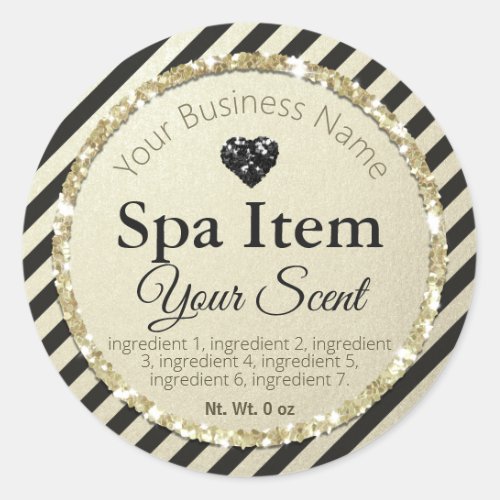 Faux Black Silver Glitter Handmade Spa Classic Round Sticker