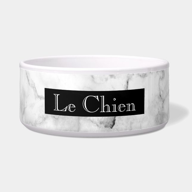 Faux Black White and Gray Marble | Le Chien Bowl (Front)