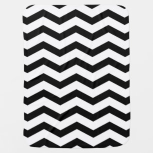 Faux Black White Foil Chevron Zig Zag Pattern Receiving Blanket
