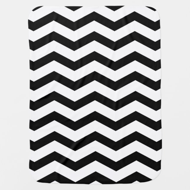 Faux Black White Foil Chevron Zig Zag Pattern Receiving Blanket (Front)