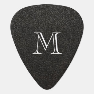 Faux Black & White Leather Monogram Guitar Pick