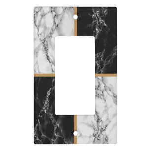 Faux Black White Marble Light Switch Cover