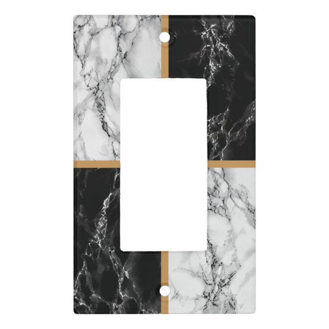 Faux Black White Marble Light Switch Cover (Front)