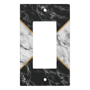 Faux Black White Marble Light Switch Cover