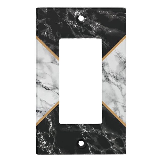 Faux Black White Marble Light Switch Cover (Front)