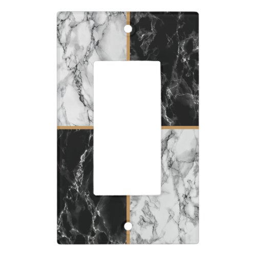 Faux Black White Marble Stone Light Switch Cover