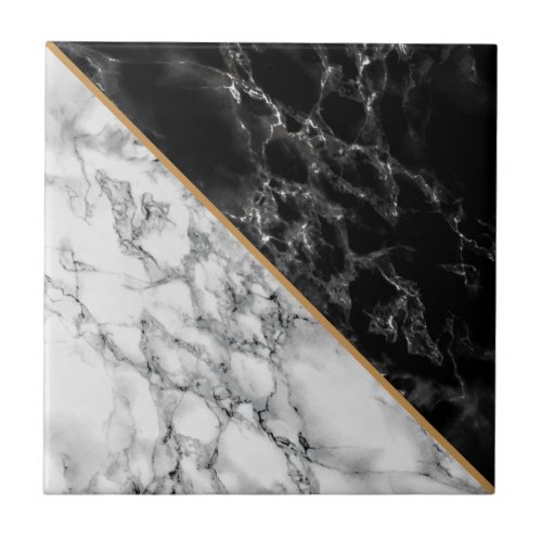 Faux Black  White Marble Stone _ Luxury Ceramic Tile