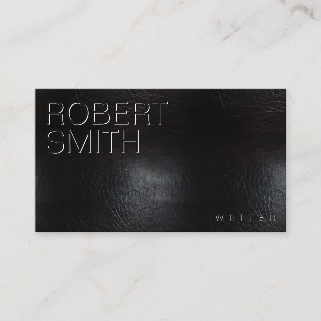 Faux Black Worn Leather Business Card (Front)