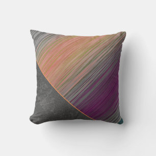 Faux Blended Velvet Pastel Stripes Grey Leather Throw Pillow